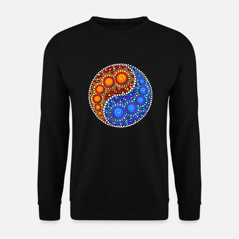Yin Yang, Elemente, Punkt Muster, Mosaik, Spirale - Unisex Pullover - Schwarz