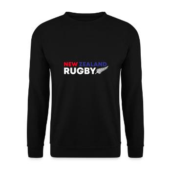 Neuseeland Rugby Fan Geschenkidee - Unisex Pullover - Schwarz - Vorne - Alina (178cm) & Michal (187cm)