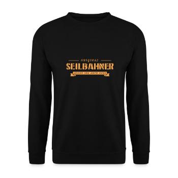 Der echte Seilbahner - Unisex Pullover - Schwarz - Vorne - Alina (178cm) & Michal (187cm)