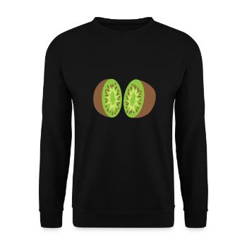 kiwi splitting open 2 pieces of kiwi fruit - Unisex Sweatshirt - black - Front - Alina (178cm) & Michal (187cm)