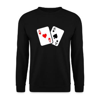 Jeu de cartes avec deux as - Sweat-shirt Unisexe - noir - Devant - Alina (178cm) & Michal (187cm)