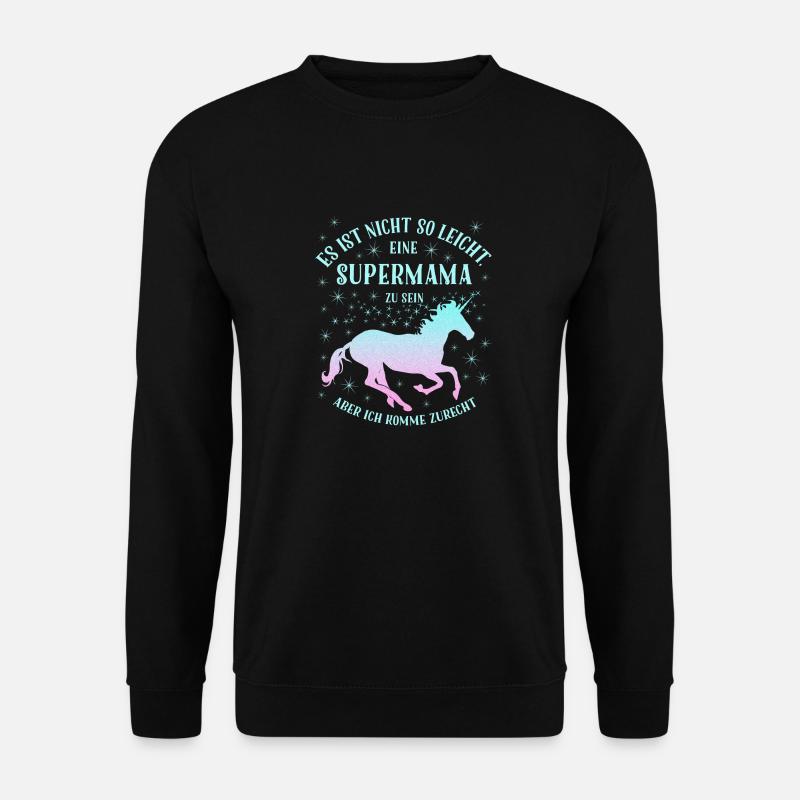 Einhorn Super-Mama - Unisex Pullover - Schwarz