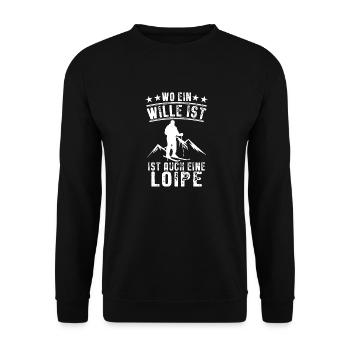 Skilanglauf | Langlauf Langläufer Winter Geschenke - Unisex Pullover - Schwarz - Vorne - Alina (178cm) & Michal (187cm)