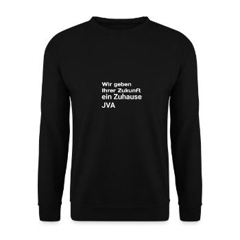 JVA - Lustig Knast Gefängnis - Unisex Pullover - Schwarz - Vorne - Alina (178cm) & Michal (187cm)