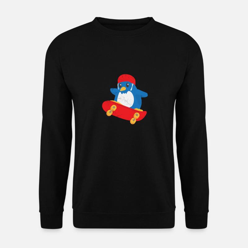 Skateboard Pinguin Skateboarder Lustige Geschenk - Unisex Pullover - Schwarz