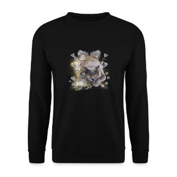 Seelenkatze Shirt - Katzen Shirt - Unisex Pullover - Schwarz - Vorne - Alina (178cm) & Michal (187cm)
