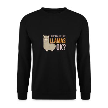 Llama I just really like Llamas, OK Geschenkidee - Unisex Pullover - Schwarz - Vorne - Alina (178cm) & Michal (187cm)