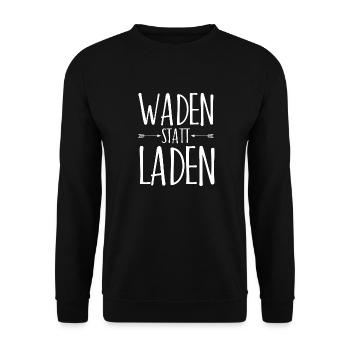 Waden statt Laden Fahrrad Bike Geschenk - Unisex Pullover - Schwarz - Vorne - Alina (178cm) & Michal (187cm)