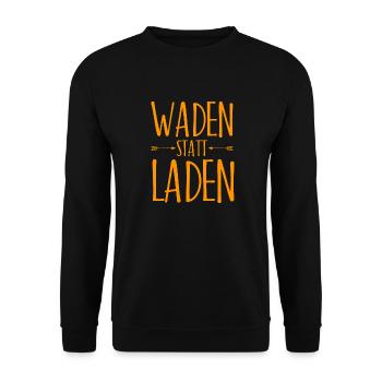 Waden statt Laden Fahrrad Bike Geschenk - Unisex Pullover - Schwarz - Vorne - Alina (178cm) & Michal (187cm)