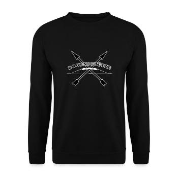 Bogenschütze-Pfeil und Bogen - Unisex Pullover - Schwarz - Vorne - Alina (178cm) & Michal (187cm)