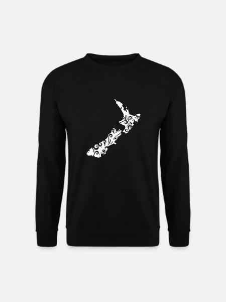 Maori Neuseeland Karte Weiß Tribal Tattoo Gift - Unisex Pullover - Schwarz