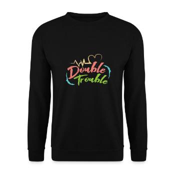 Gemini Double Trouble Twin Twins Gift Idea - Unisex Sweatshirt - black - Front - Alina (178cm) & Michal (187cm)