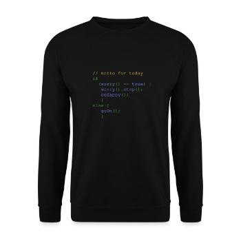 php code don' t worry be happy nerdshirt - Unisex Sweatshirt - black - Front - Alina (178cm) & Michal (187cm)
