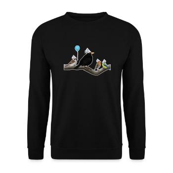 Blackbird fête son anniversaire avec ses amis - Sweat-shirt Unisexe - noir - Devant - Alina (178cm) & Michal (187cm)