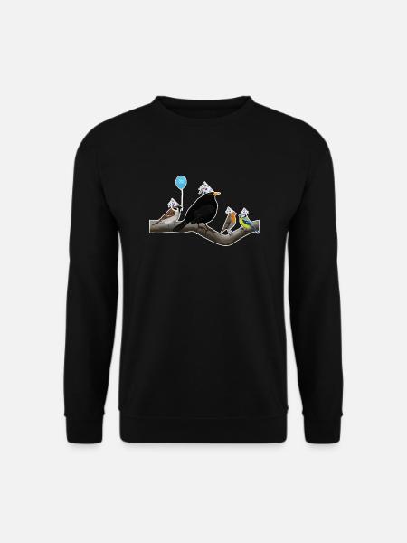 Amsel feiert mit seinen Freunden Geburtstag - Unisex Pullover - Schwarz