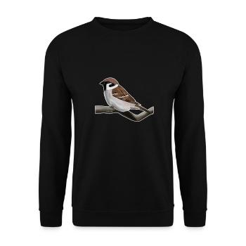 Bird motif Eurasian Tree Sparrow Bird Animal Design - Unisex Sweatshirt - black - Front - Alina (178cm) & Michal (187cm)