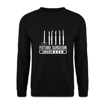 Arzt Future Surgeon Loading Lustige Geschenkidee - Unisex Pullover - Schwarz - Vorne - Alina (178cm) & Michal (187cm)