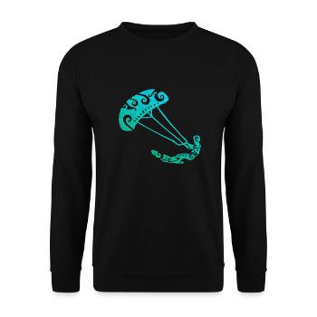 Maori Kitesurfer Tribal Tattoo Geschenkidee - Unisex Pullover - Schwarz - Vorne - Alina (178cm) & Michal (187cm)
