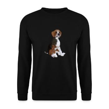Beagle Welpe - Unisex Pullover - Schwarz - Vorne - Alina (178cm) & Michal (187cm)