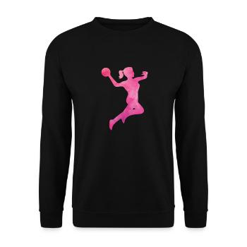 handball frau pink - Unisex Pullover - Schwarz - Vorne - Alina (178cm) & Michal (187cm)