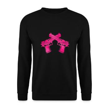 guns pink - Unisex Pullover - Schwarz - Vorne - Alina (178cm) & Michal (187cm)