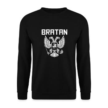 Bratan Russland Russe - Unisex Pullover - Schwarz - Vorne - Alina (178cm) & Michal (187cm)