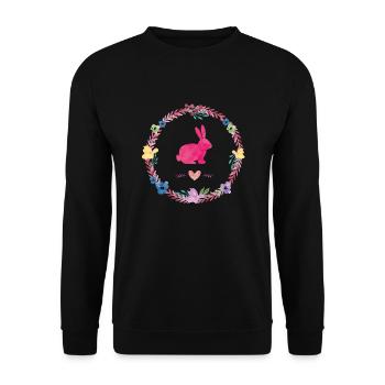hase kranz - Unisex Pullover - Schwarz - Vorne - Alina (178cm) & Michal (187cm)