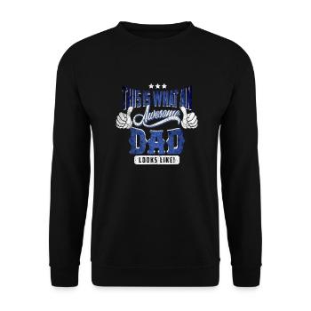 This is what an awesome Dad looks like - Vatertag - Unisex Sweatshirt - black - Front - Alina (178cm) & Michal (187cm)
