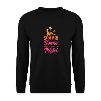 sommer sonne posen model - Unisex Pullover - Schwarz - Vorne - Alina (178cm) & Michal (187cm)