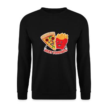 Best Friends Pizza und Pommes Lustiges Geschenk - Unisex Pullover - Schwarz - Vorne - Alina (178cm) & Michal (187cm)