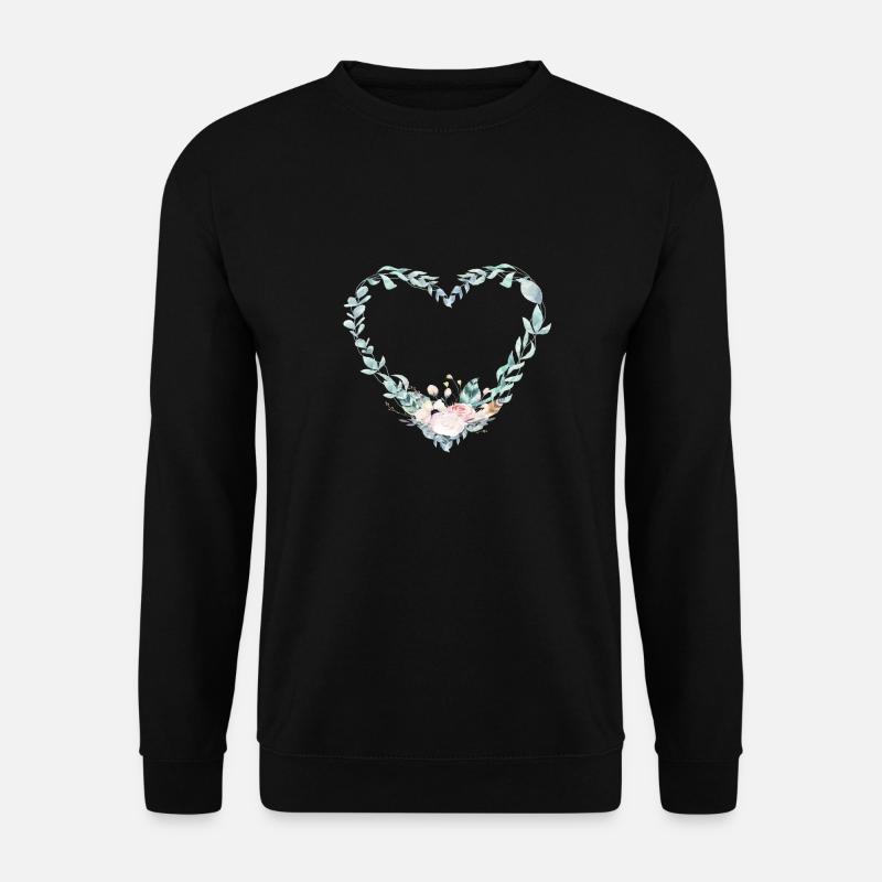 heart_watercolour_wreath_kopieren_uuuu - Unisex Pullover - Schwarz