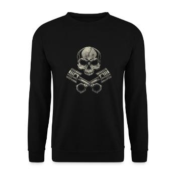 Skull with piston - Unisex Sweatshirt - black - Front - Alina (178cm) & Michal (187cm)