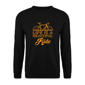 Life is a Beautiful Ride Fahrrad Geschenk - Unisex Pullover - Schwarz - Vorne - Alina (178cm) & Michal (187cm)