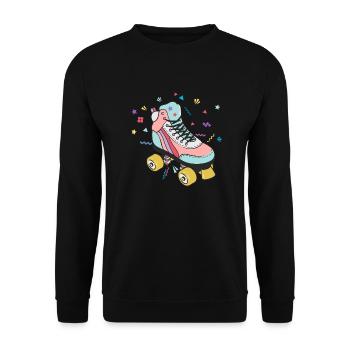 80s 90s Roller Skates, Retro Vintage, Party - Sweat-shirt Unisexe - noir - Devant - Alina (178cm) & Michal (187cm)