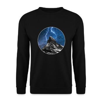 Gewitter über dem Matterhorn - Unisex Pullover - Schwarz - Vorne - Alina (178cm) & Michal (187cm)