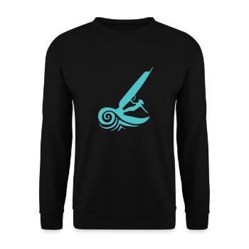 Surfing Wind Surfer Girl Silhouette Geschenkidee - Unisex Pullover - Schwarz - Vorne - Alina (178cm) & Michal (187cm)
