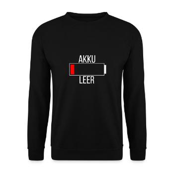 Akku Leer - Unisex Pullover - Schwarz - Vorne - Alina (178cm) & Michal (187cm)