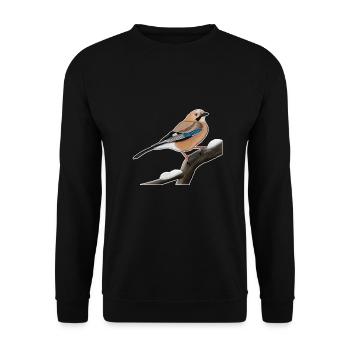 jz.birds Eichelhäher Vogel Illustration - Unisex Pullover - Schwarz - Vorne - Alina (178cm) & Michal (187cm)