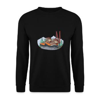 Hiking boots mountain boots mountains sticks - Unisex Sweatshirt - black - Front - Alina (178cm) & Michal (187cm)