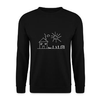 Strichmännchen - Unisex Pullover - Schwarz - Vorne - Alina (178cm) & Michal (187cm)