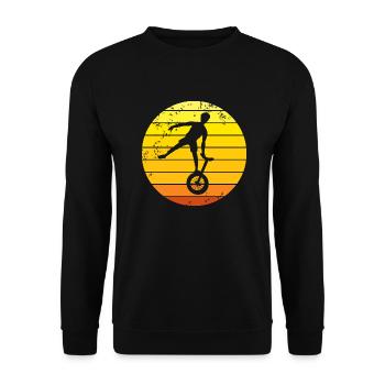 Unicycling retro sunset unicyclist - Unisex Sweatshirt - black - Front - Alina (178cm) & Michal (187cm)