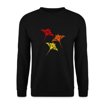 Maori Batoidea Stachelrochen Manta Familie Tribal - Unisex Pullover - Schwarz - Vorne - Alina (178cm) & Michal (187cm)