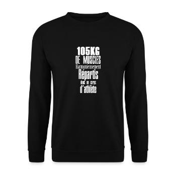 105 kg de muscles harmonieusement répartis - Sweat-shirt Unisexe - noir - Devant - Alina (178cm) & Michal (187cm)