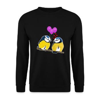 jz.birds valentine's day blue tit bird illustration - Unisex Sweatshirt - black - Front - Alina (178cm) & Michal (187cm)