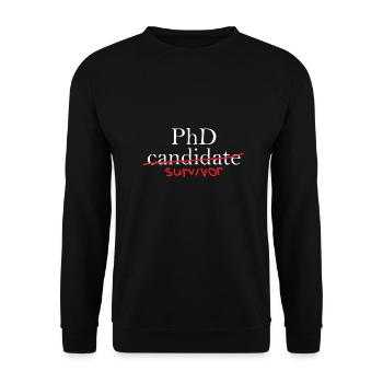 Phd Survivor Abschluss Geschenk - Unisex Pullover - Schwarz - Vorne - Alina (178cm) & Michal (187cm)