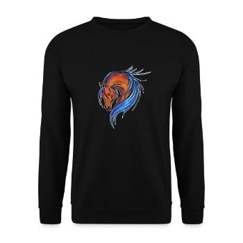 steigendes Pferd Horse - Unisex Pullover - Schwarz - Vorne - Alina (178cm) & Michal (187cm)
