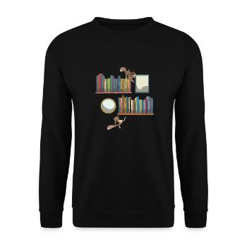 Bookshelf book books squirrel - Unisex Sweatshirt - black - Front - Alina (178cm) & Michal (187cm)