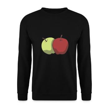 Roter und grüner Apfel - Unisex Pullover - Schwarz - Vorne - Alina (178cm) & Michal (187cm)