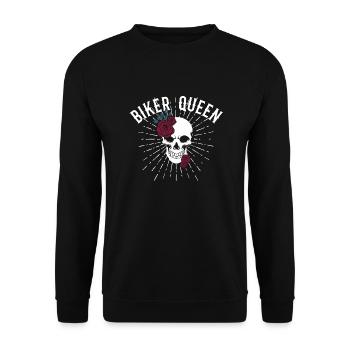 Motorrad fahren Frau - Unisex Pullover - Schwarz - Vorne - Alina (178cm) & Michal (187cm)
