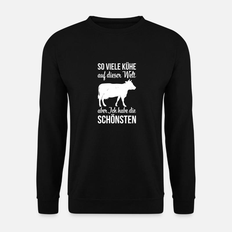 So viele Kühe auf der Welt Landwirt Bauer Geschenk - Unisex Pullover - Schwarz